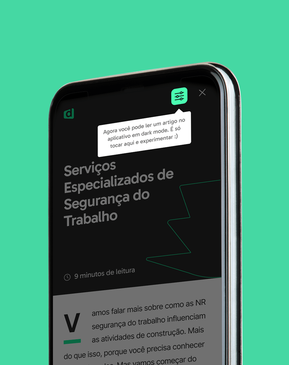 Descomplica app on a phone, with a tooltip announcing a new reading mode.