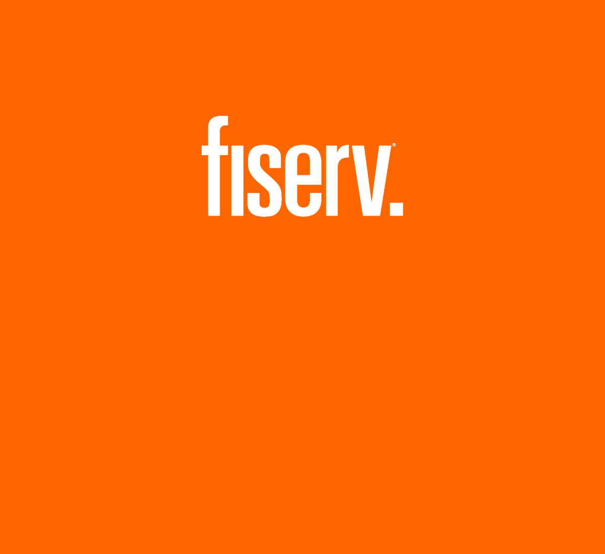 White Fiserv logo on an orange background.