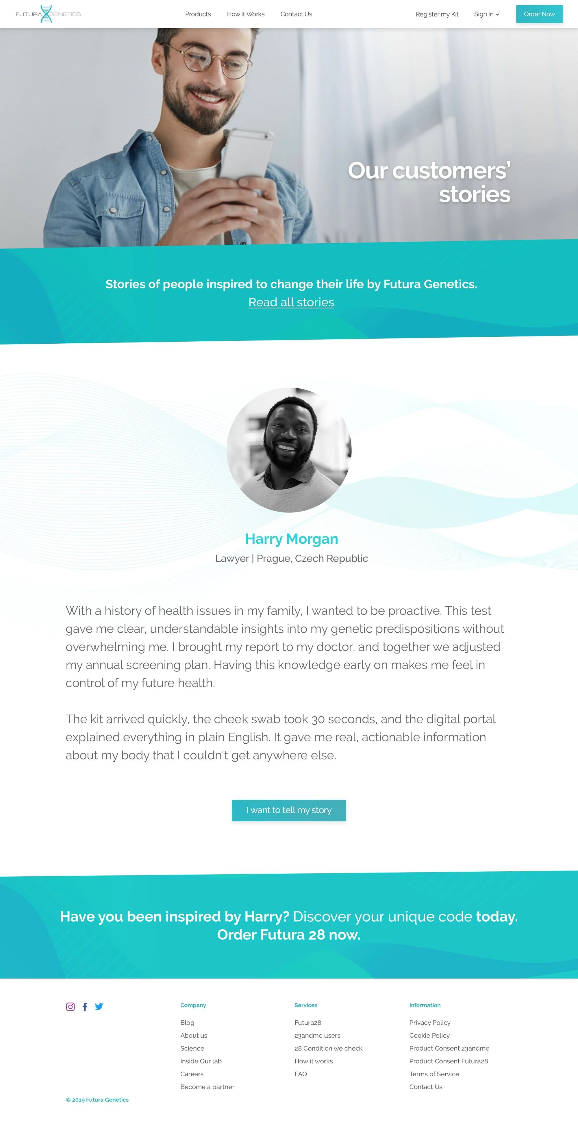 Customer story page with a portrait, quote and call to action.
